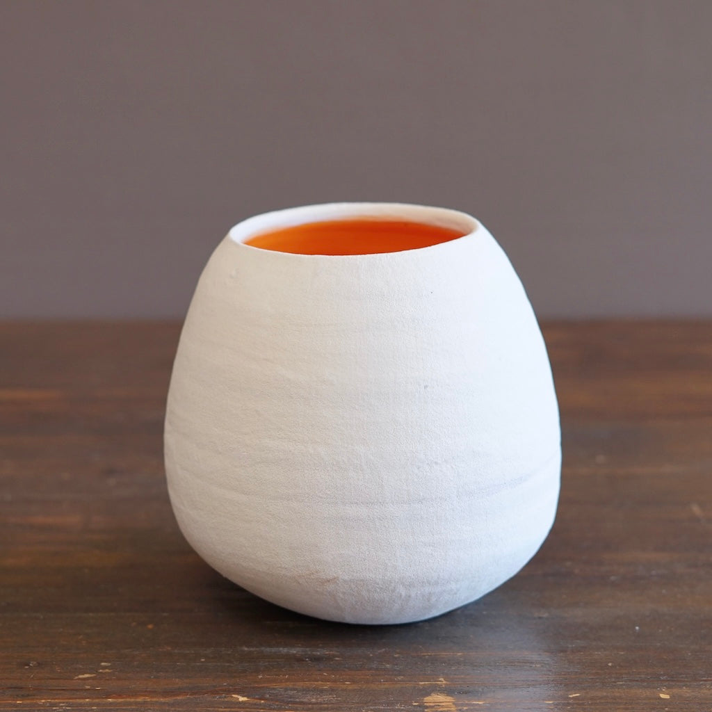 White / Orange Dino Vase #JT439E
