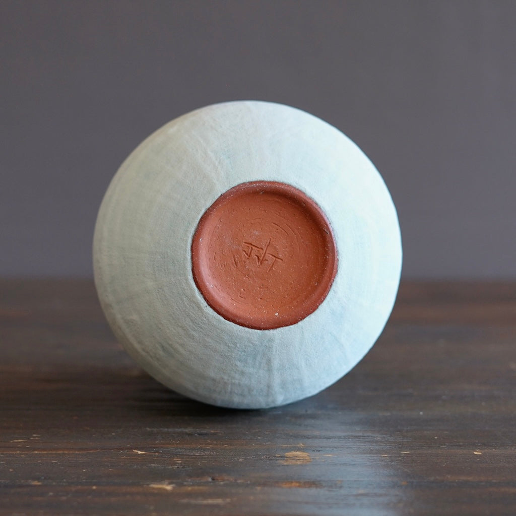 Robin's Egg / Orange Dino Vase #JT439G