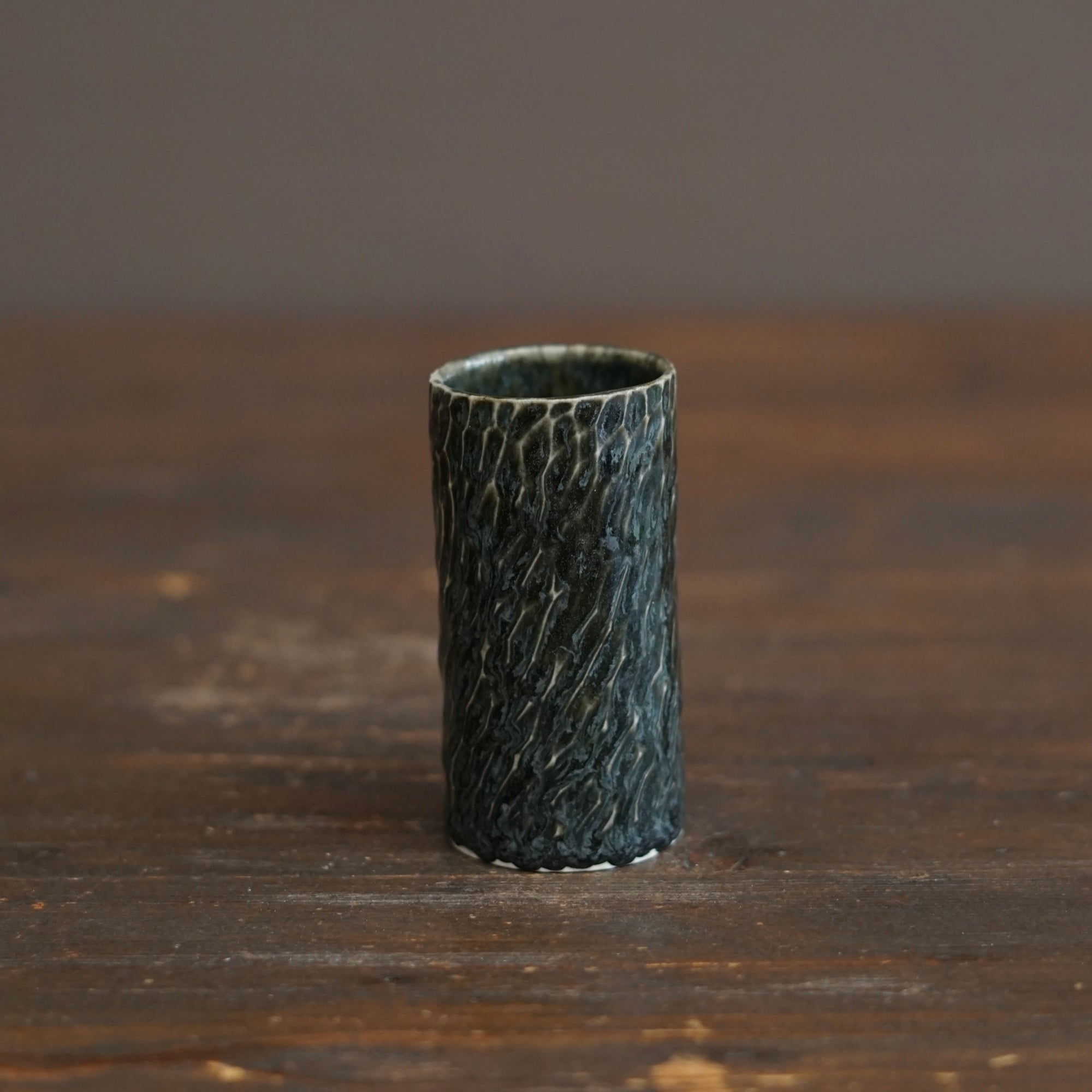 Forest Green Carved Sake Cup #LK923D