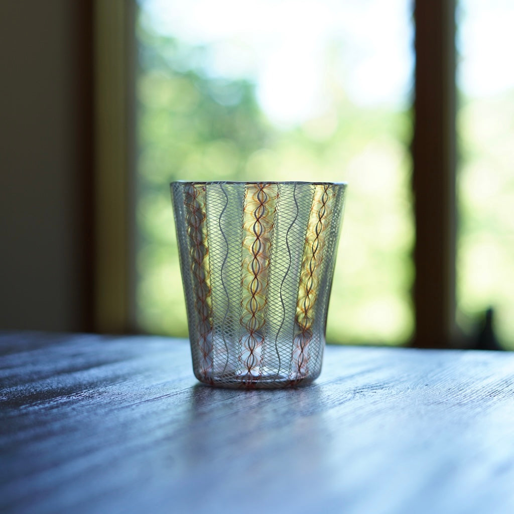 Orange Lace Glass Tumbler #U26B
