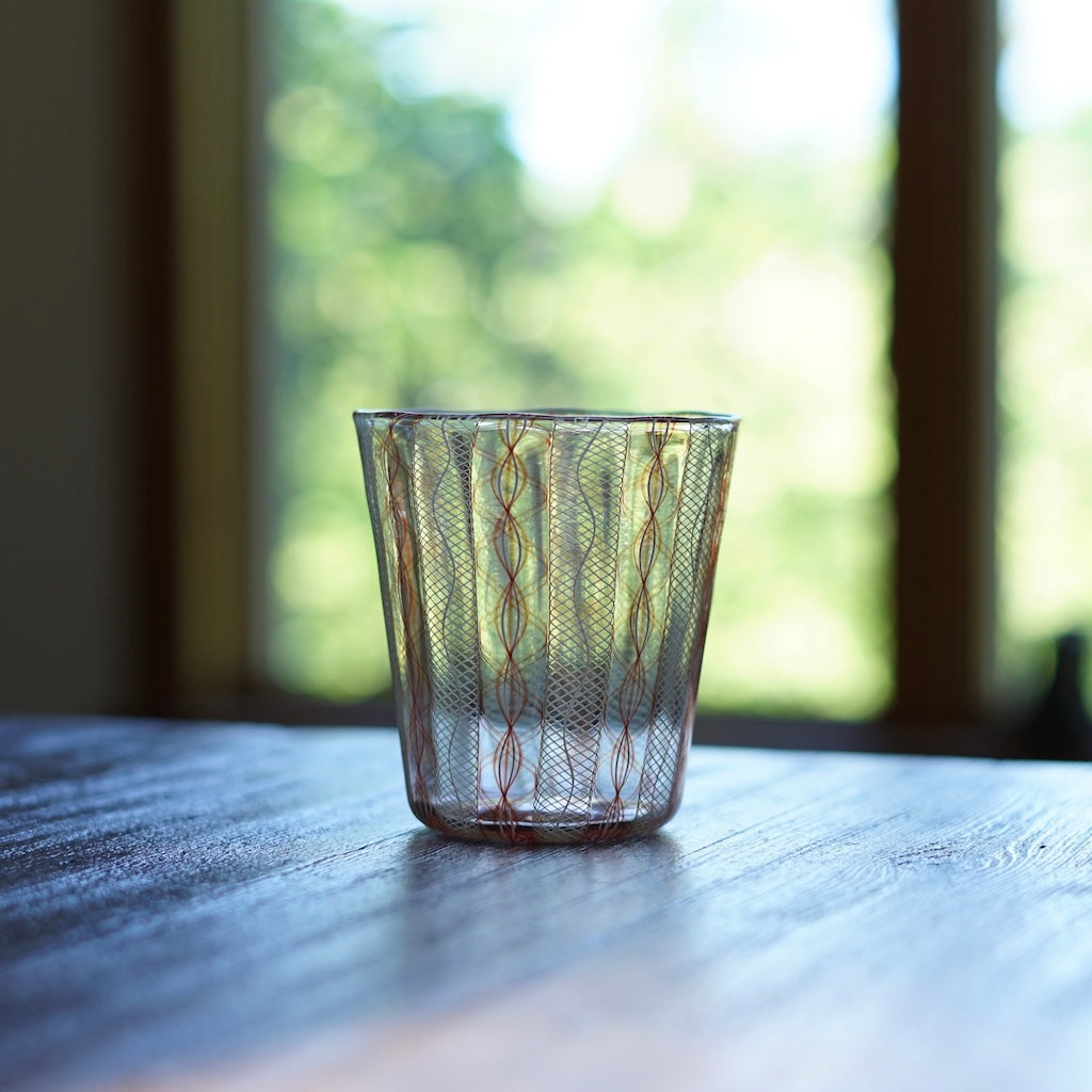 Orange Lace Glass Tumbler #U26C
