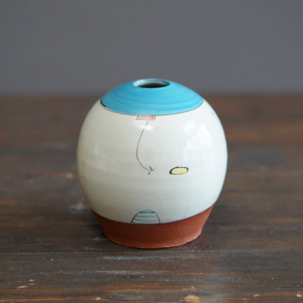 "Schematics" Globe Flower Vase #BB89D