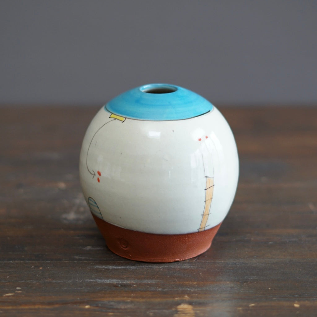 "Schematics" Globe Flower Vase #BB89D