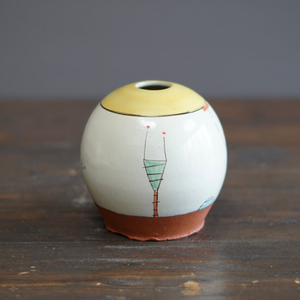 "Schematics" Globe Flower Vase #BB21