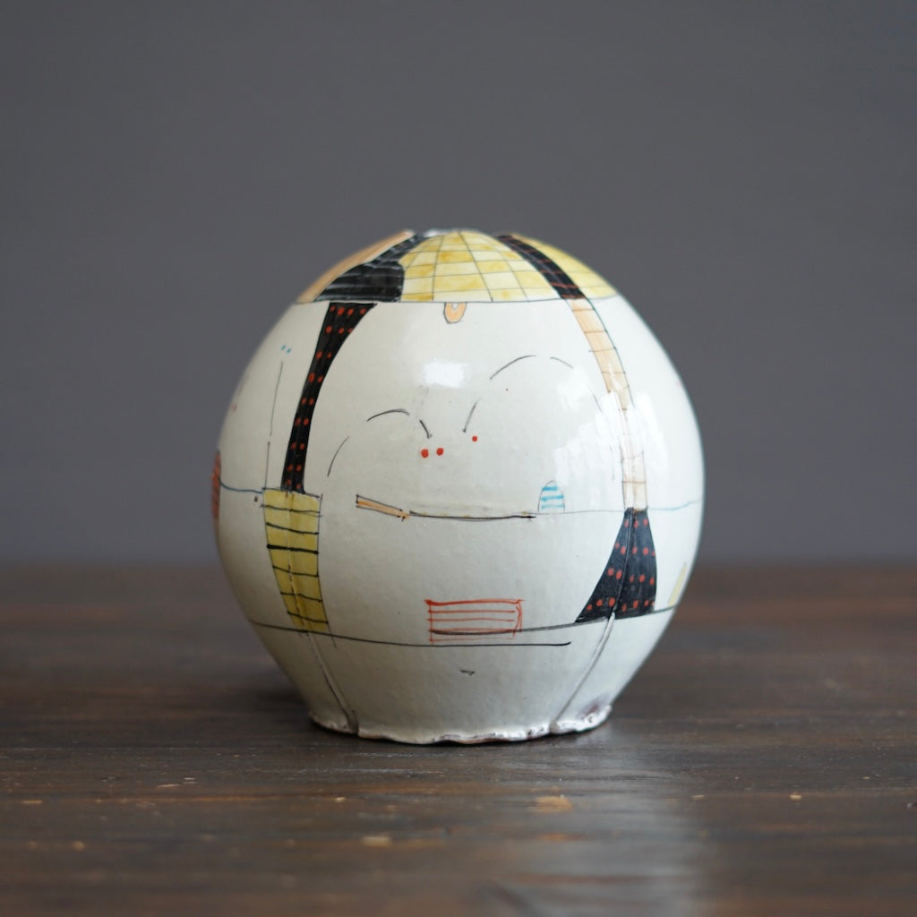 "Schematics" Large Globe Flower Vase #BB58