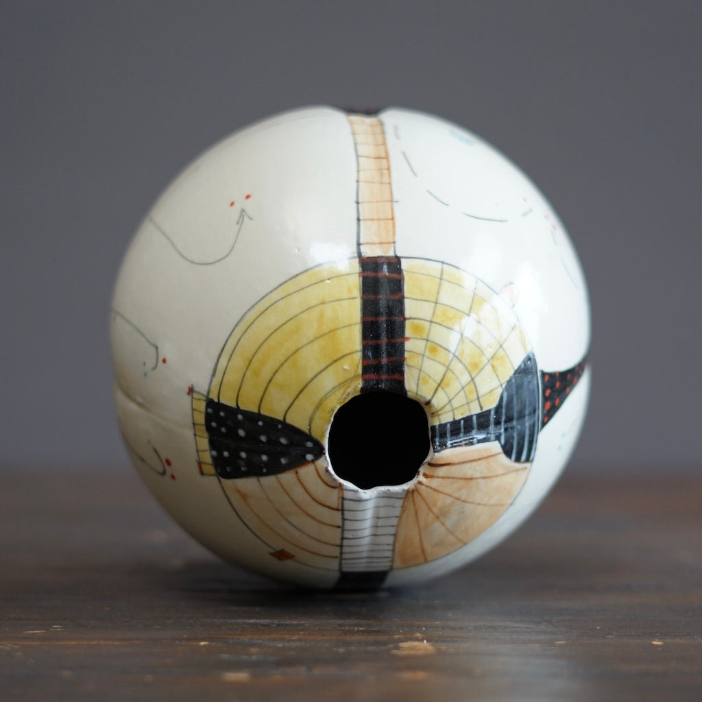 "Schematics" Large Globe Flower Vase #BB58