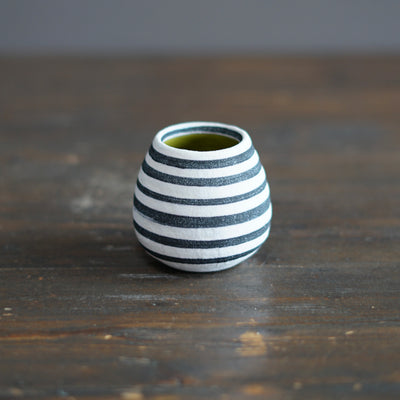 White Stripes / Green Mini Dino Vase #JT426A