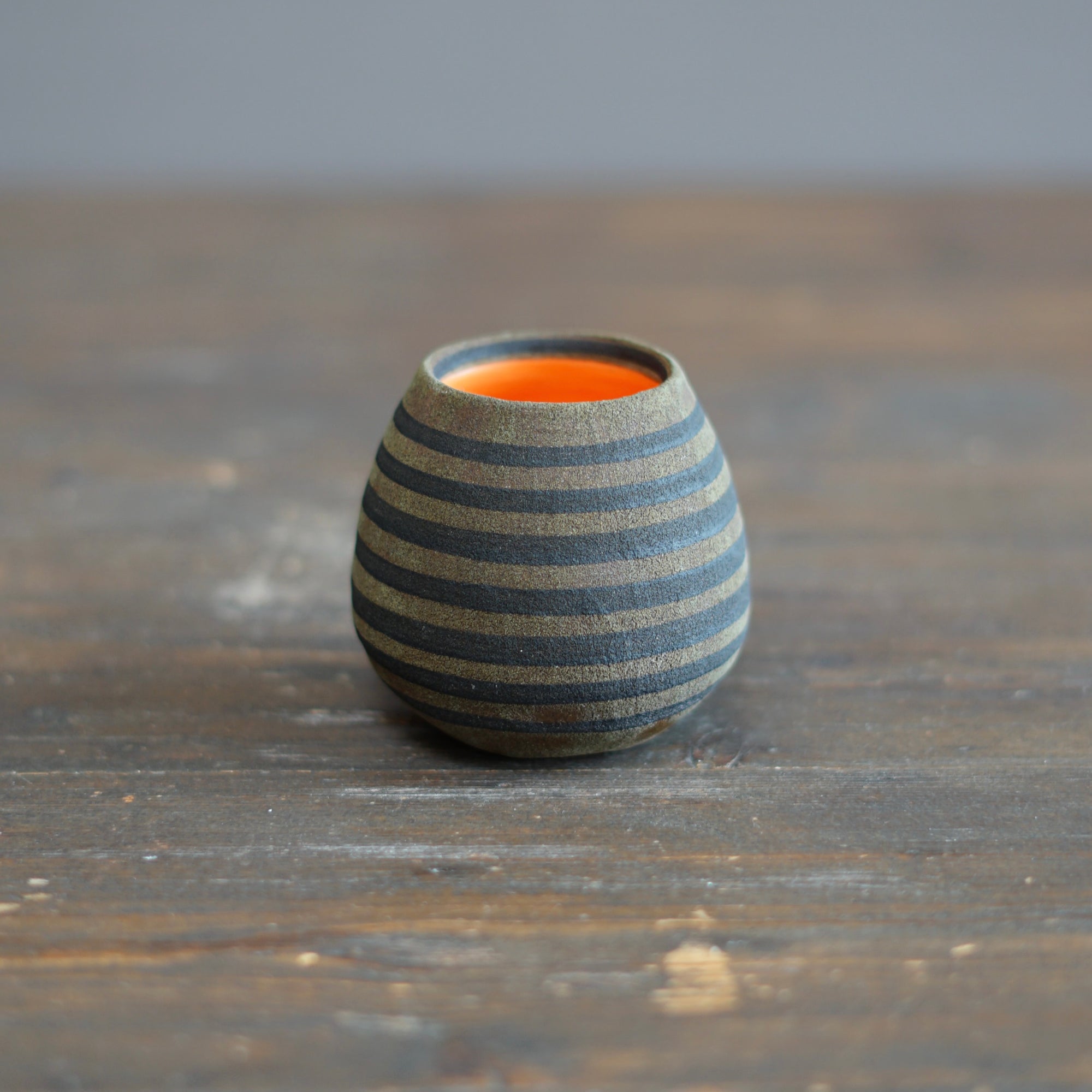 Brown Stripes / Orange Mini Dino Vase #JT426D