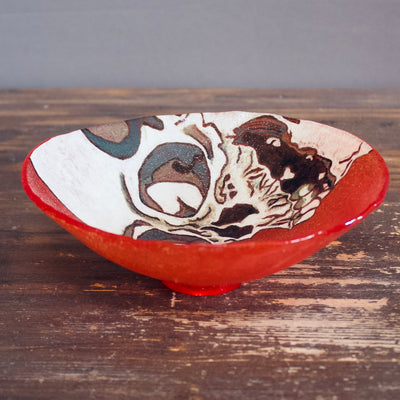 Red Skull Glass Tea Bowl #YU3B