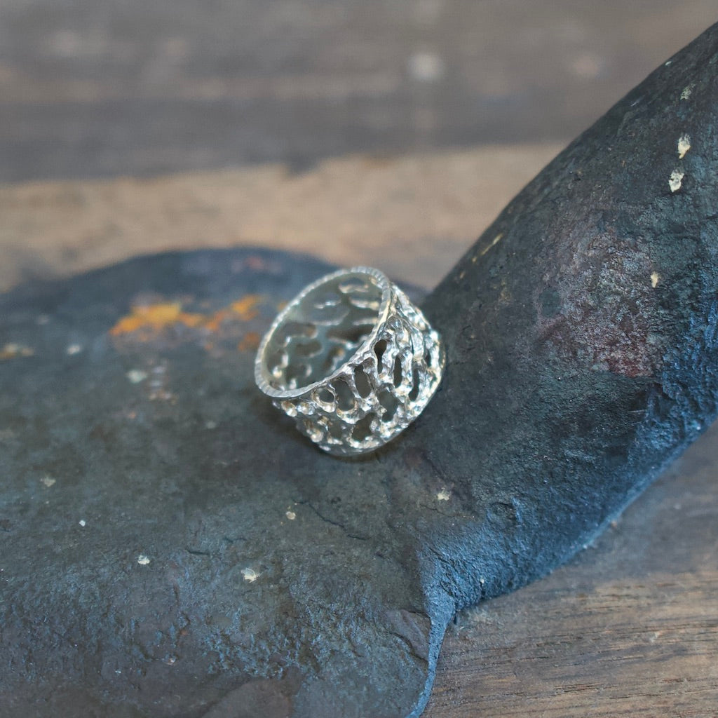 Coral Ribbon Ring Sterling Silver #8107