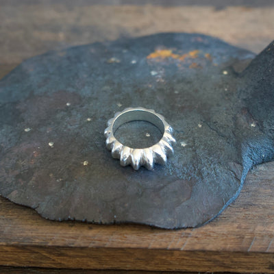 Round Spikes Ring Sterling Silver