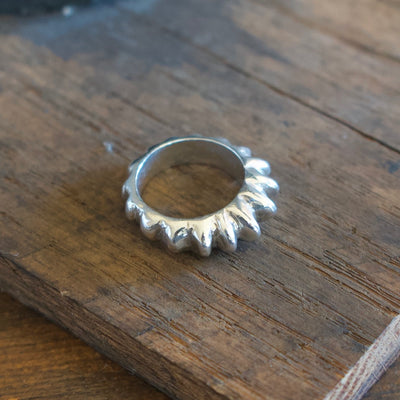 Round Spikes Ring Sterling Silver