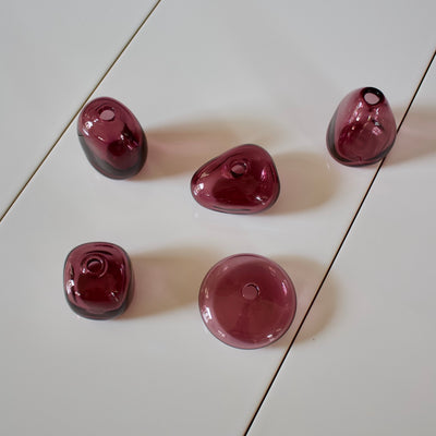 Wine Red Glass Bud Vases set of 5