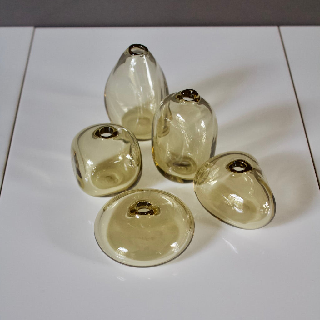 Tan Glass Bud Vases set of 5