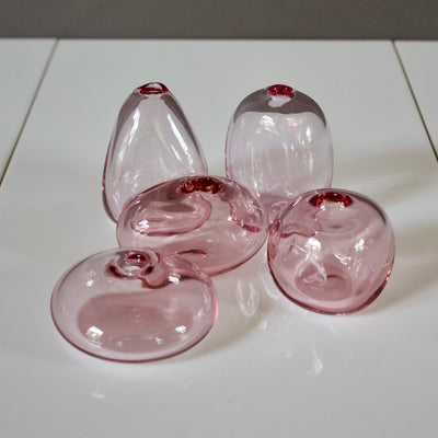 Violet Pink Glass Bud Vases set of 5