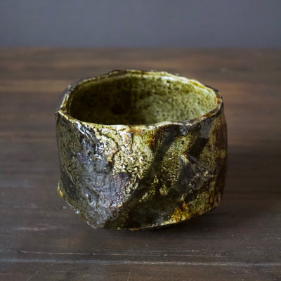 Yellow/ Black RAKU Tea Ceremony Bowl #3B