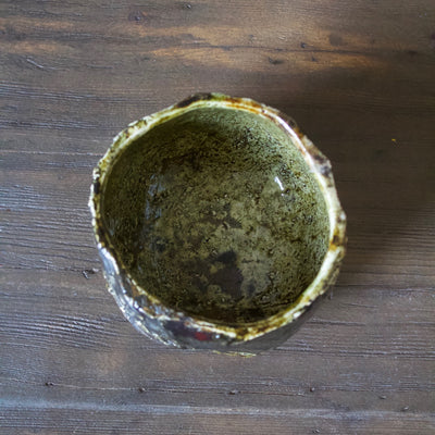 Yellow/ Black RAKU Tea Ceremony Bowl #3B