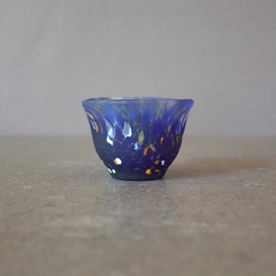 Frosted Glass Sake Cup #7012 Navy Blue