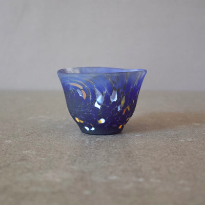 Frosted Glass Sake Cup #7012 Navy Blue