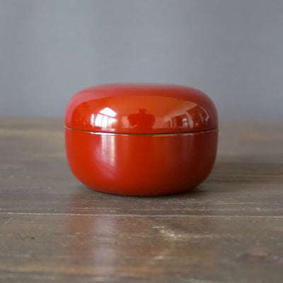 Round Lacquer Bonbonnière Red