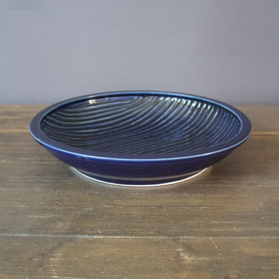 SHINOGI Lines Serving Bowl Large Navy Blue #HN33