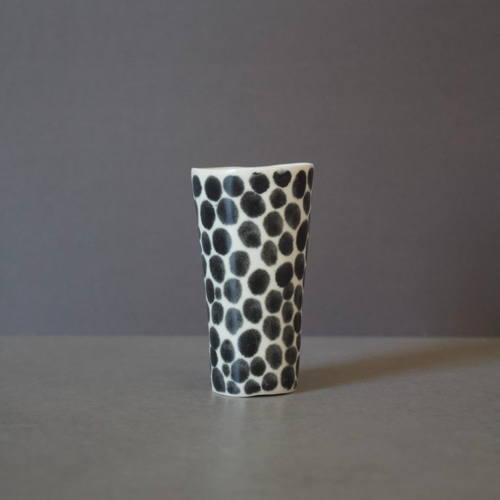 Ink Black Dots Slender Shot Porcelain Cup #LK570B