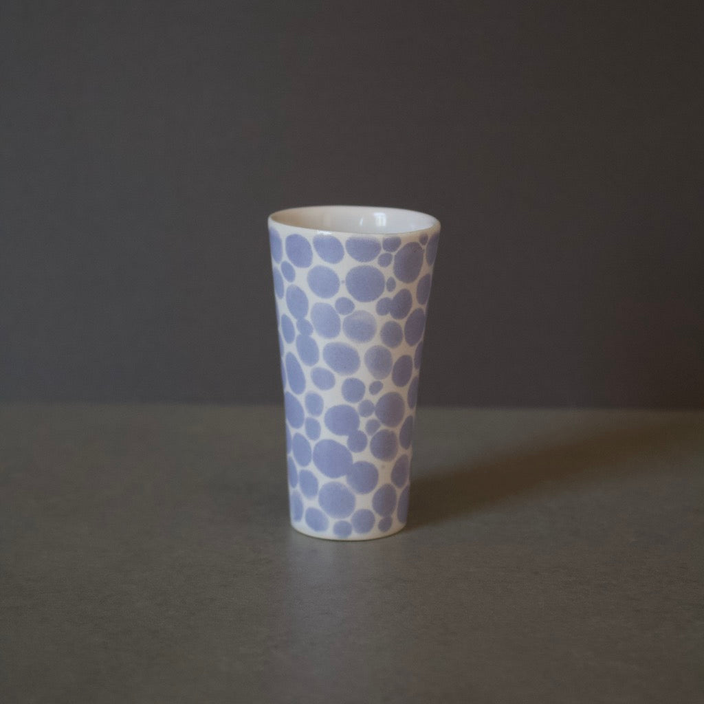 Light Blue Dots Slender Shot Porcelain Cup #LK572