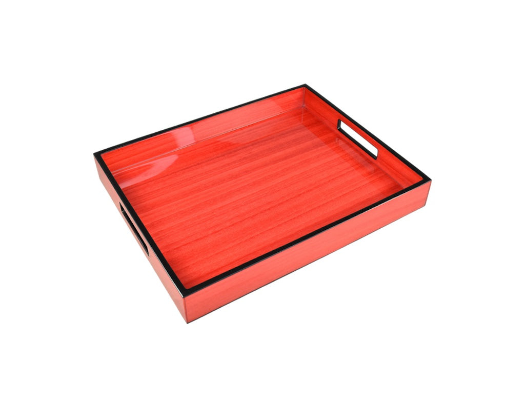 12" x15" Red Tulipwood with Black Trim Small Rectangular Tray